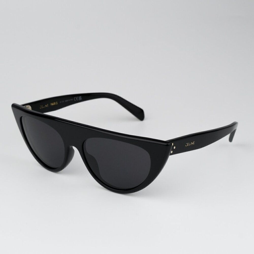 NEW Celine CL40228I 01A Shiny Black Smoke Grey Geometric Women Sunglasses - Picture 7 of 13